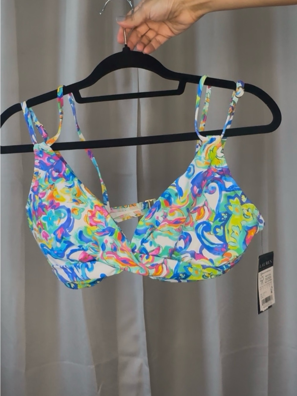NWT- Lauren Ralph Laurent Paisley Twist-Front Bikini Top (Size 12)